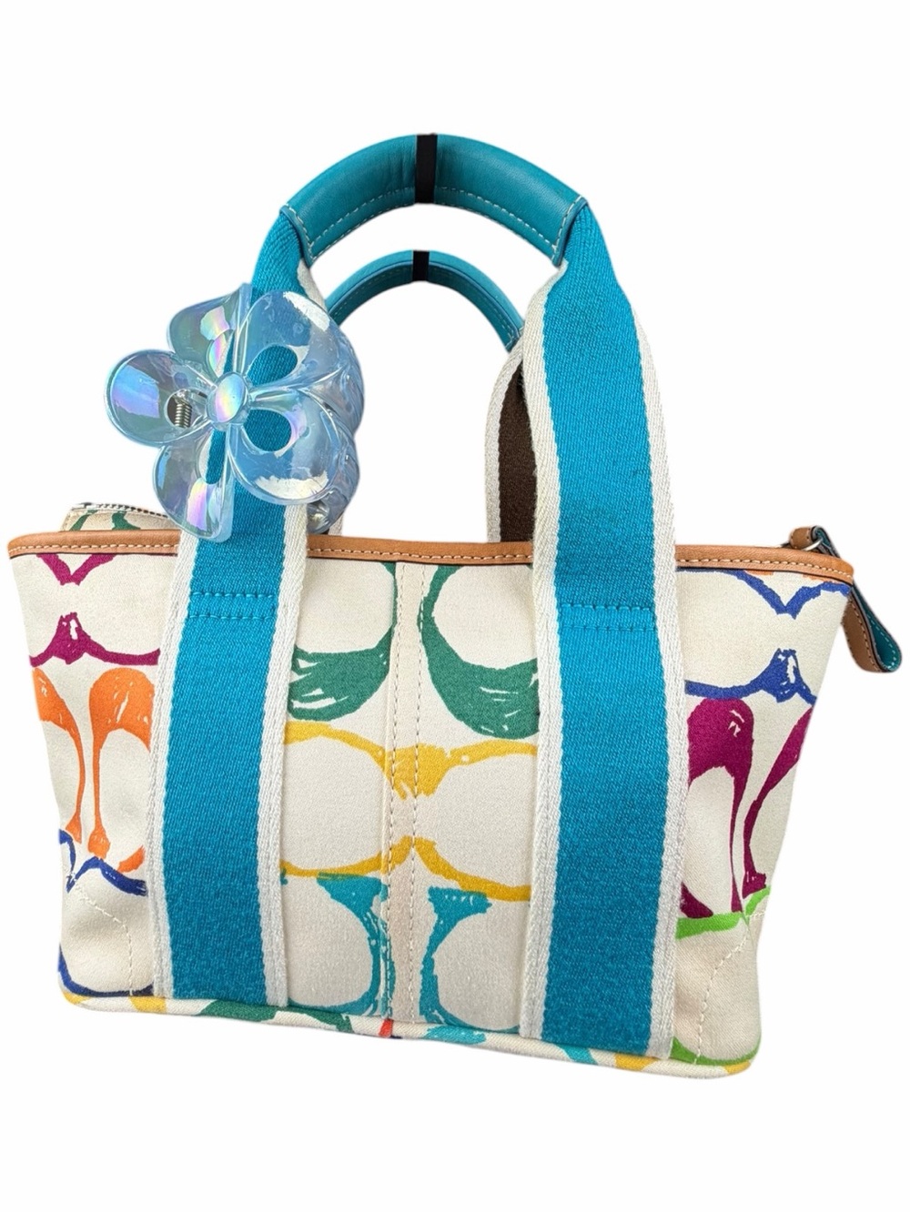COACH Vintage Y2K Hampton Scribble Colorful “C” Monogram Canvas Mini Tote 5659 - Picture 5 of 9